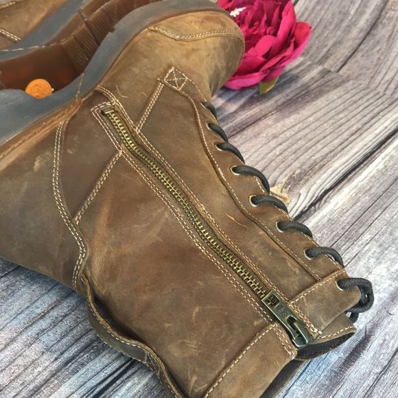 TIMBERLAND Graceyn Brown Leather Lace Up WP Lug Sole Boots 8M - Picture 8 of 15